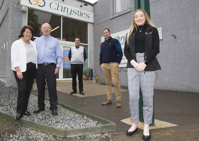 Marion and Bob Chrystie, owners of Chrysties in Hawick, with staff Derek Sharratt, Keith Hedley and Beth Jackson.