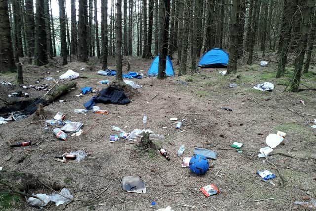 Shameful waste...the carnage left by inconsiderate visitors at Queen Elizabeth Forest Park in Loch Lomond and the Trossachs National Park.