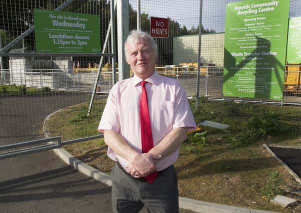 Councillor Davie Paterson at Hawick recycling centre.