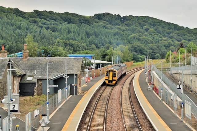 A Borders Railway train at Stow station.