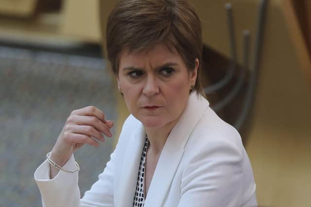 Nicola Sturgeon at first minister's questions at the Scottish Parliament on Wednesday, May 27. (Photo by Fraser Bremner/Pool/Getty Images)