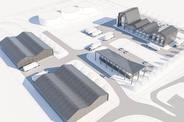 How a whisky distillery being planned at Charlesfield industrial estate in St Boswells would look.