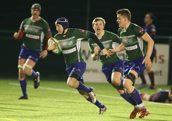 Kieran Murphy, pictured, made a run to create a try for Matthew Mallin agaisnt Corstorphine Cougars in 2019 (archive image by Brian Sutherland).