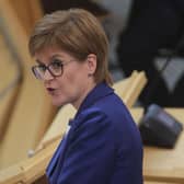 First minister Nicola Sturgeon at Holyrood today. (Photo by Fraser Bremner/pool/Getty Images)