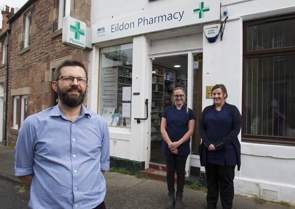 John McDougall at Eildon Pharmacy in Newtown with Louise Cook and Kelsey Duncanson.