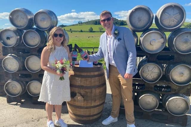 Amy Lawson and Darren Wood, originally from Penicuik, but now living in London, tied the knot in a surprise ceremony at Broughton Brewery on Saturday.