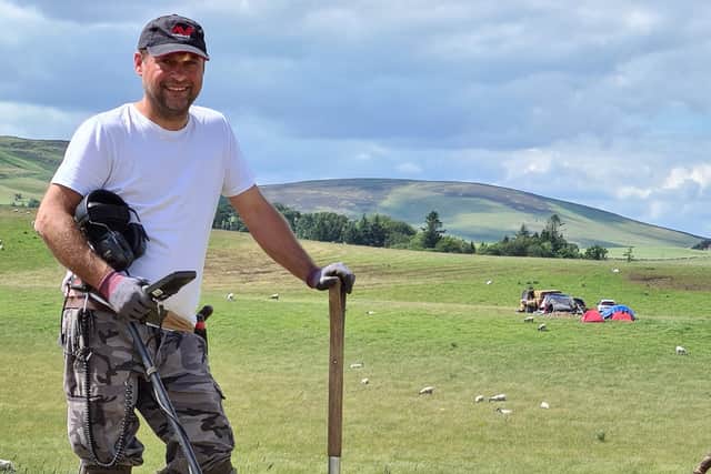 Mariusz Stepien at the find site near Peebles.
