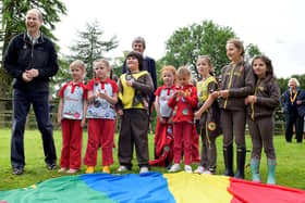 The Earl of Wessex meeting West Linton and Castlecraig brownies and rainbows at Netherurd in 2016. Photo: Sandy Young