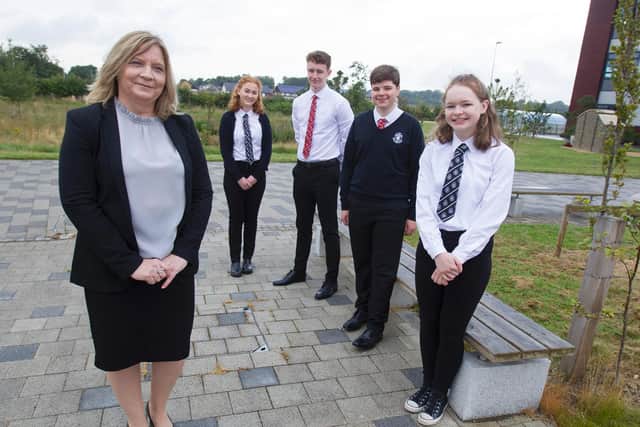 Lesley Munro, service director for children and young people, with Kelso High School's head team, Susie Robson, Luke McKinley, Jonny Duffy and Liberty Barber.