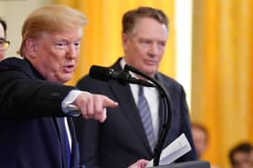 US president Donald Trump with trade representative Robert Lighthizer. (Photo by Mandel Ngan/AFP via Getty Images)