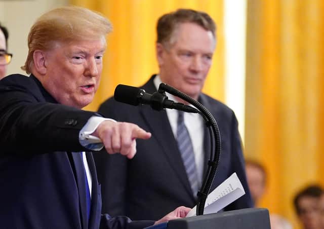 US president Donald Trump with trade representative Robert Lighthizer. (Photo by Mandel Ngan/AFP via Getty Images)