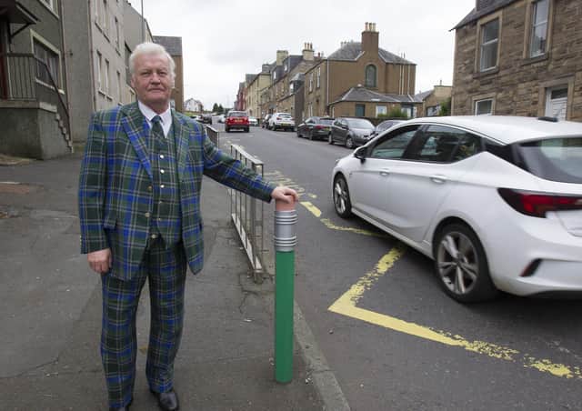 Councillor Davie Paterson outside of Drumlanrig St Cuthbert's Primary School in Hawick.