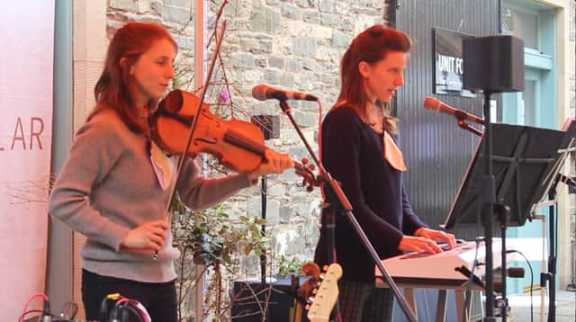 Charlotte and Heather Sterland perform in Hawick on Saturday.