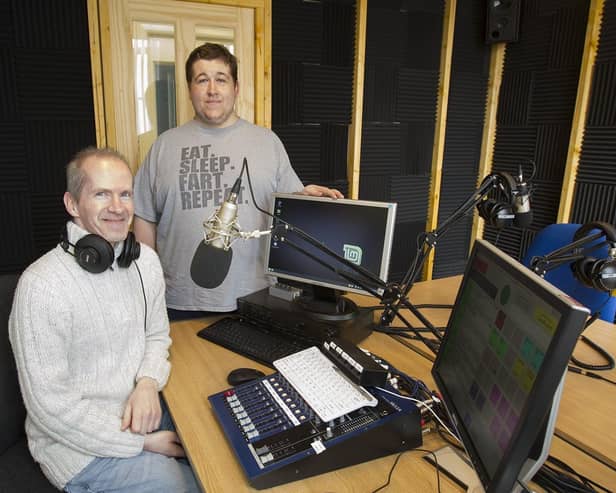 TD9 Radio founder David Henderson and presenter Liam Wheelan at the studio in Hawick.