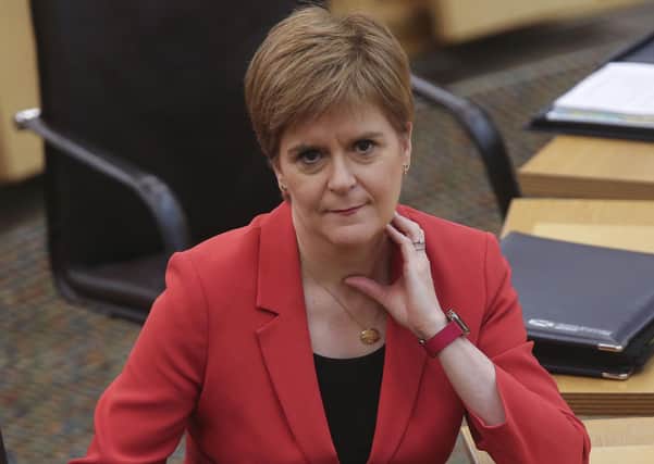 First minister Nicola Sturgeon at the Scottish Parliament today. (Photo by Fraser Bremner/WPA pool/Getty Images)