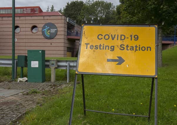 The Teviotdale Leisure Centre car park is being used as a Covid-19 Mobile Test Unit.