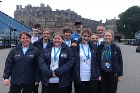 Riddles Fiddles members at Edinburgh Castle for the Tattoo.