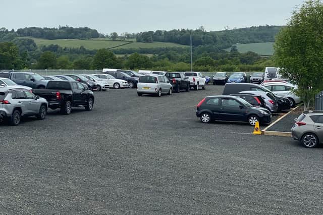 An area of land to the rear of Border Toyota's St Boswells showroom now being used as a car park.