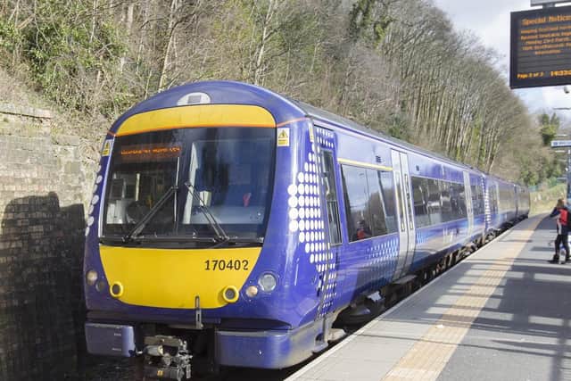 A Borders Railway service at Galashiels train station.