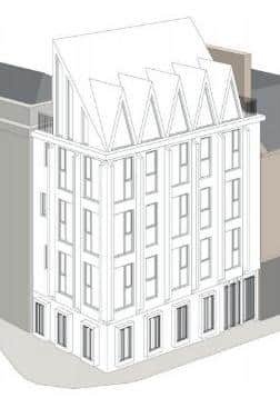 The designs architects came up with in a competition to design a new building to replace the scaffolded building in Jedburgh's Market Place. Council officers declared scheme A, above, the winner.