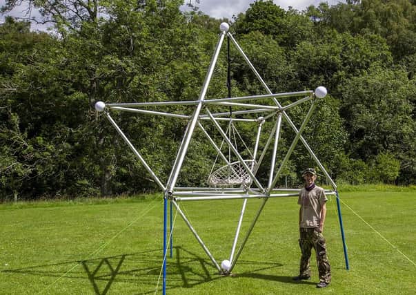 Mike Cossar of Galashiels has spent the last two years saving up for materials for this Merkabah. Photo: Glicious-foto