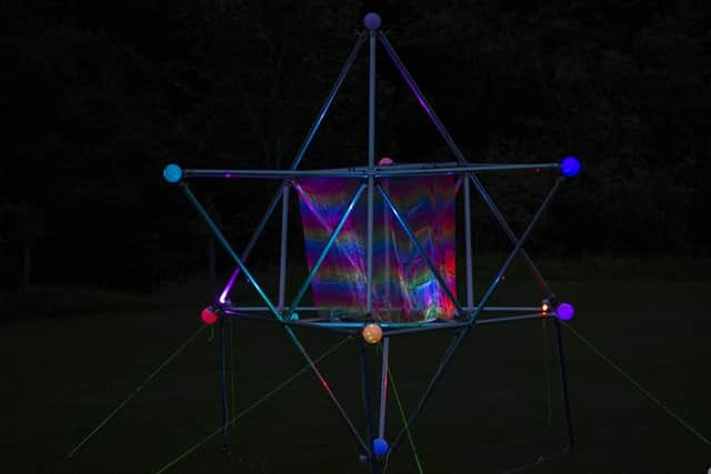 Mike Cossar of Galashiels has spent the last two years saving up for materials for this Merkabah. Photo: Glicious-foto
