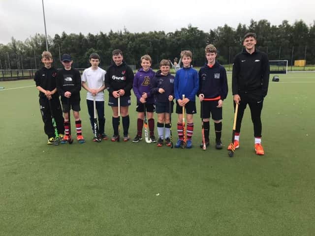 A section of the boys who attended the Reivers hockey camp