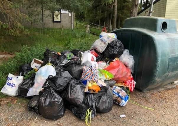 The rubbish left by campers and bagged up by lochside resident Karen Moakes.