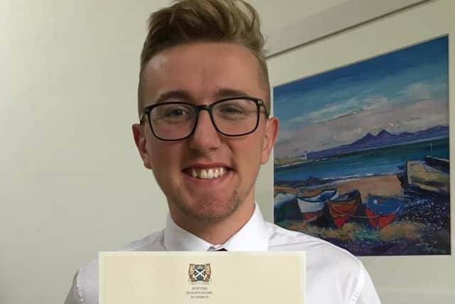Galashiels Academy S6 pupil Liam Hyslop with his exam results.