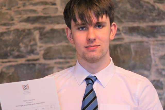 Selkirk High S4 pupil Dylan Torrance with his exam results.