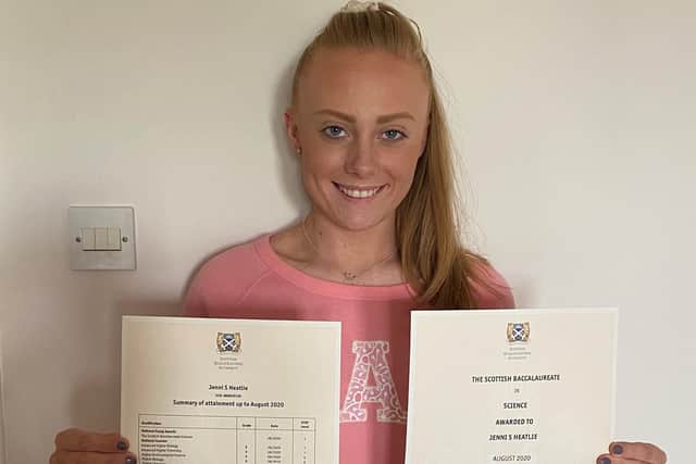 Kelso High School's Jenni Heatlie with her SQA results.