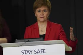 Nicola Sturgeon at today's Scottish Government Covid-19 outbreak briefing.