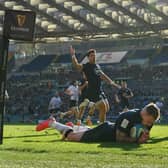 Borders ace and Scotland captain Stuart Hogg goes over the line in Rome toscore a try against Italy in February's Guinness SIx Nations clash (library picture by Dan Mullan/Getty Images)