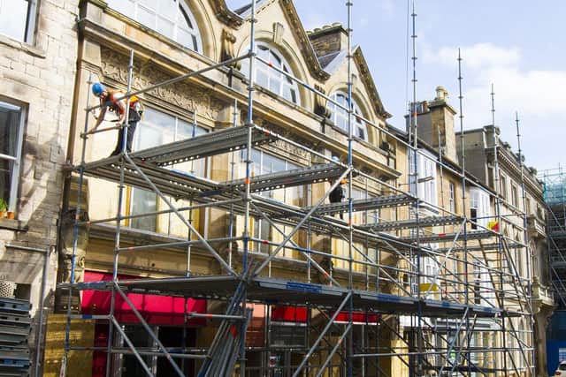 Scaffolding around the Port House in Jedburgh.