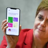 First Minister Nicola Sturgeon launching the Protect Scotland app on September 10. (Photo by Jeff J Mitchell/Getty Images)