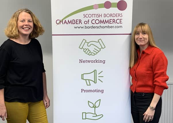 Moira Wilson and Emily McGowan, respectively chairperson and interim CEO of Scottish Borders Chamber of Commerce.
