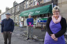 Yetholm Community Shop Limited committee members Graeme Wallace, chairman Alastair Hirst and shop manager Janice Gillies at Yetholm Village shop.