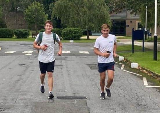 Lachlan and Matthew in training for their 600-mile challenge.
