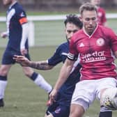 Gala Fairydean Rovers skipper Danny Galbraith, pictured here playing against Civil Service Strollers on Saturday, was sent off last night. Photo: Bill McBurnie