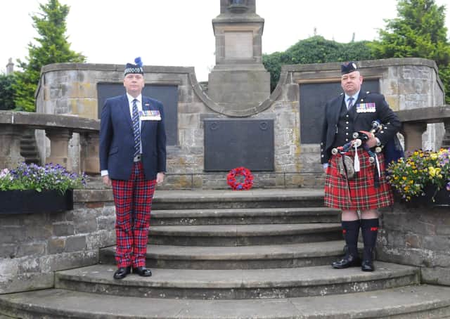 David Deacon and Kevin Turnbull at Selkirk War Memorial.
