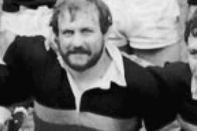 Les Ross in his rugby playing days in Hawick.