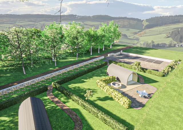 What glamping pods proposed at Stouslie Farm, north-west of Hawick, would look like.