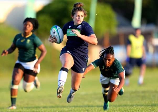 Hawick's Lisa Thomson, former Scotland women's captain, in action against South Africa (library image by Scottish Rugby / Carl Fourie)
