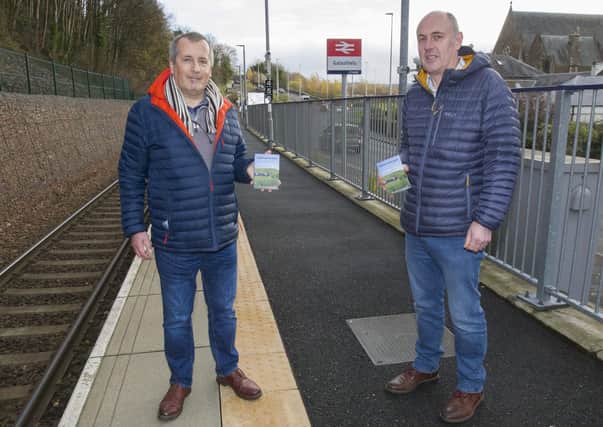 Forbes Shepherd and Brian Gould at Galashiels Railway Station.