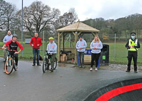 Free lights are being handed out to Hawick kids so they can ride more safely to and from the town's new cycle track. Photo: Frederick Thomson.