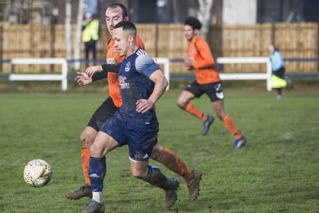 Vale of Leithen's Levi Kinchant on the ball against Heston Rovers. Photo: Bill McBurnie