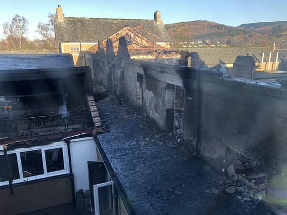 Fire-ravaged Peebles High School.