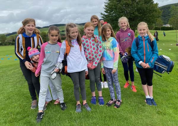 One of the groups of girls coached at Peebles Golf Club, whose enthusiasm has helped the club win a national sporting award.