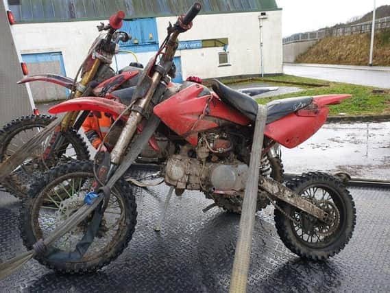 The two off-road bikes seized.