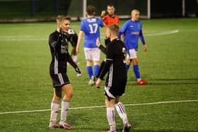 Gala Fairydean Rovers players celebrating at full-time. Photo: Scott Louden